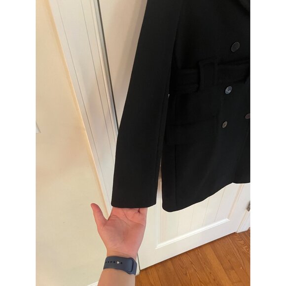 Theory Black Modus Superlight Wool Blend Long Peacoat‎ Sz XS NWT - Picture 2 of 7